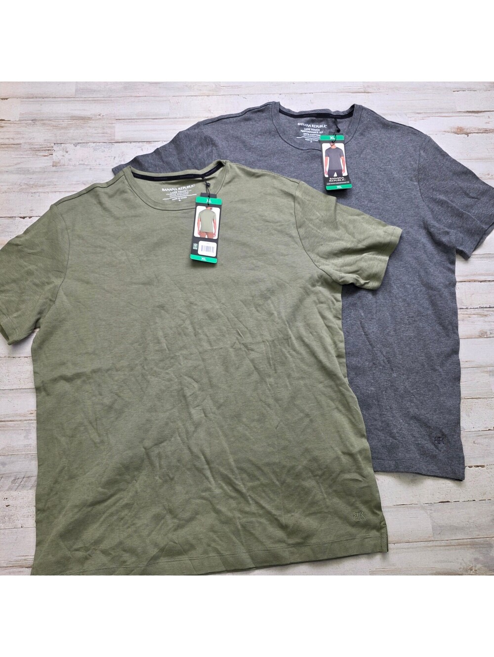 Banana Republic Luxe Touch Performance Tee 2-Pack XL Gray Green Cotton NWT